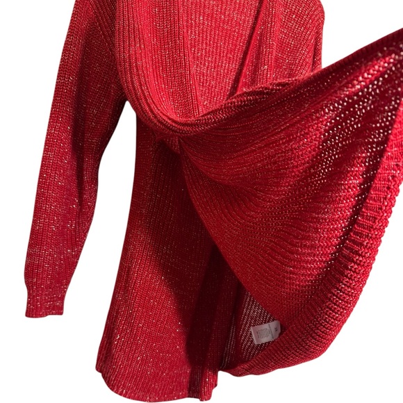 💥2/$15 Willow & Wind red silver metallic wrap split surplice sweater size 2X - Picture 4 of 10